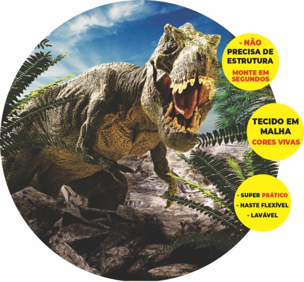 Painel Redondo 3D Dinossauro Abre Fácil Tecido
