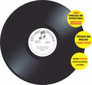 Painel Redondo 3D Disco Vinil Abre Fácil Tecido
