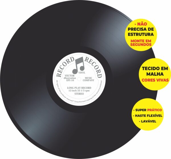 Painel Redondo 3D Disco Vinil Abre Fácil Tecido