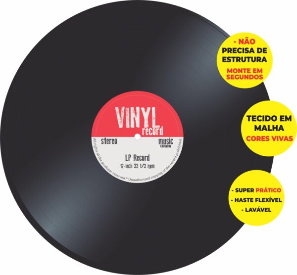Painel Redondo 3D Disco Vinil Abre Fácil Tecido