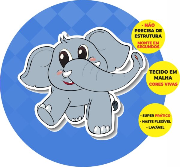 Painel Redondo 3D Elefantinho Abre Fácil Tecido