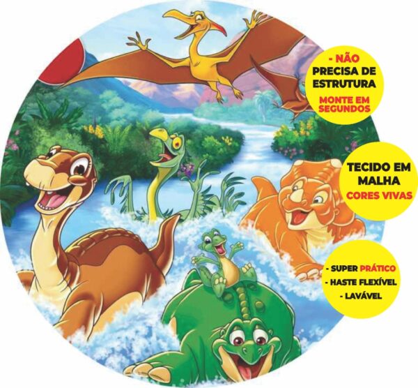 Painel Redondo 3D Em Busca Do Vale Encantado Abre Fácil Tecido