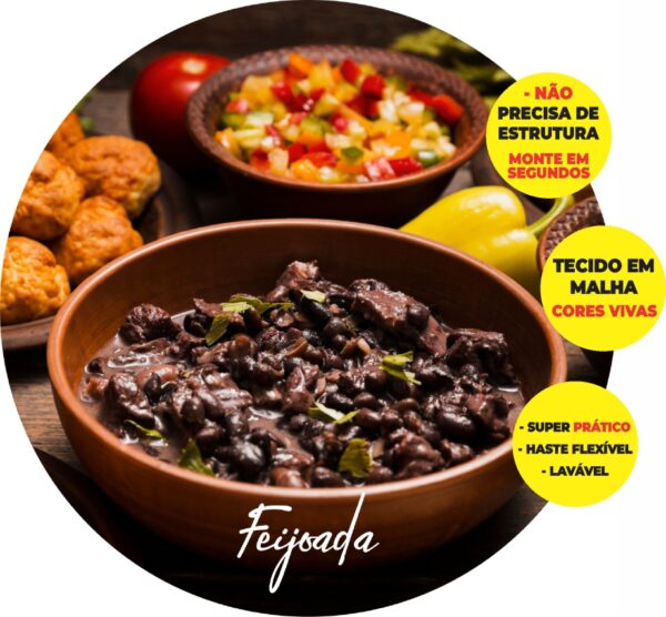 Painel Redondo 3D Feijoada Abre Fácil Tecido