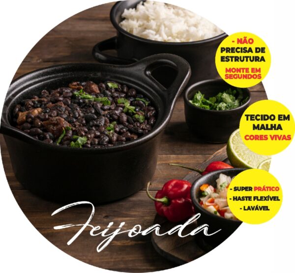 Painel Redondo 3D Feijoada Abre Fácil Tecido