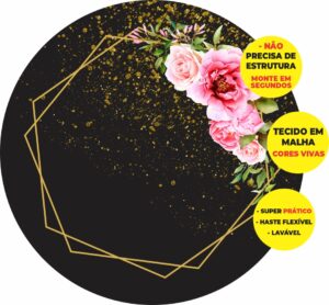 Painel Redondo 3D Floral Abre Fácil Tecido