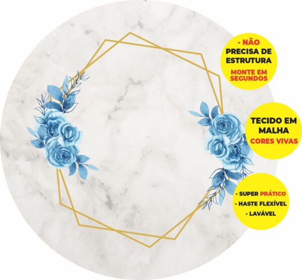 Painel Redondo 3D Floral Abre Fácil Tecido