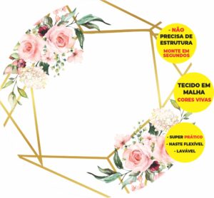 Painel Redondo 3D Floral Abre Fácil Tecido