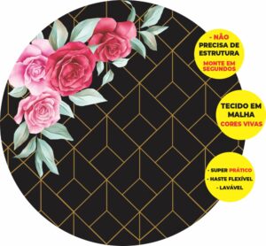 Painel Redondo 3D Floral Abre Fácil Tecido