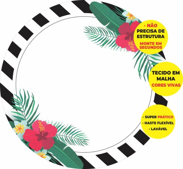 Painel Redondo 3D Floral Abre Fácil Tecido