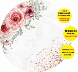 Painel Redondo 3D Floral Abre Fácil Tecido