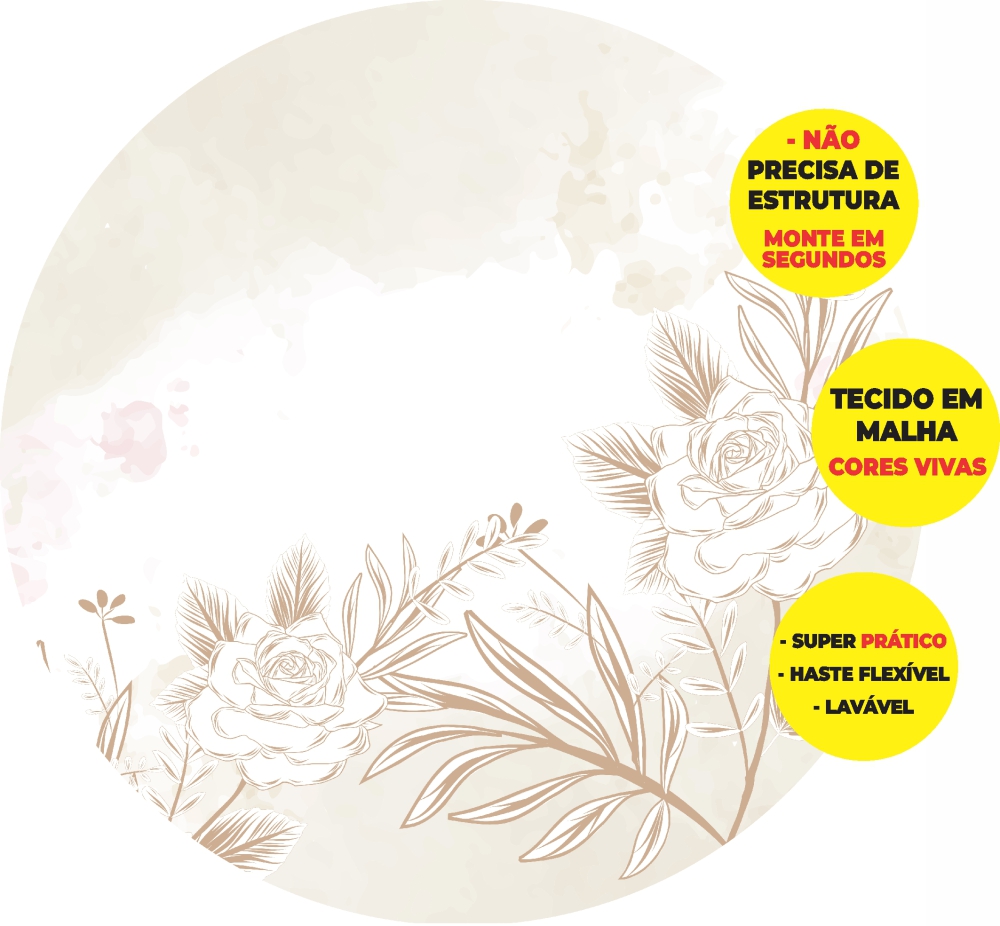 Painel Redondo 3D Floral Abre Fácil Tecido