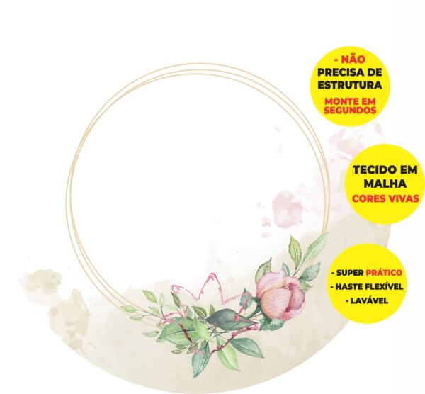 Painel Redondo 3D Floral Abre Fácil Tecido