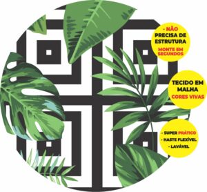 Painel Redondo 3D Floral Abre Fácil Tecido