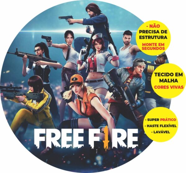 Painel Redondo 3D Free Fire Abre Fácil Tecido