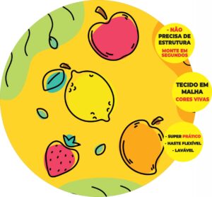Painel Redondo 3D Frutas Abre Fácil Tecido