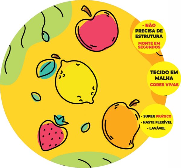 Painel Redondo 3D Frutas Abre Fácil Tecido