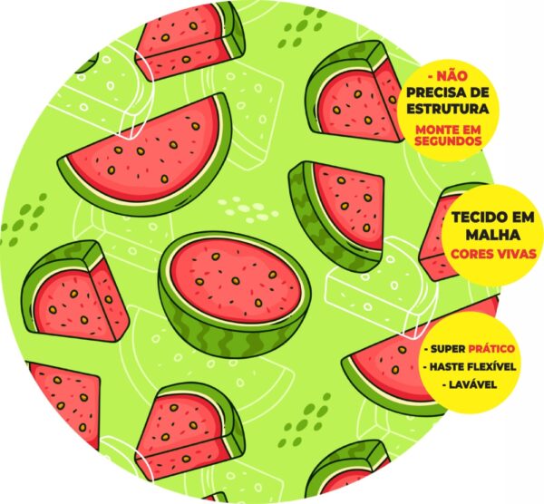 Painel Redondo 3D Frutas Abre Fácil Tecido