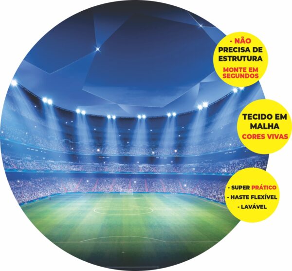 Painel Redondo 3D Futebol Abre Fácil Tecido