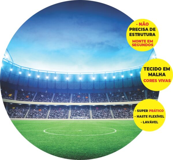 Painel Redondo 3D Futebol Abre Fácil Tecido