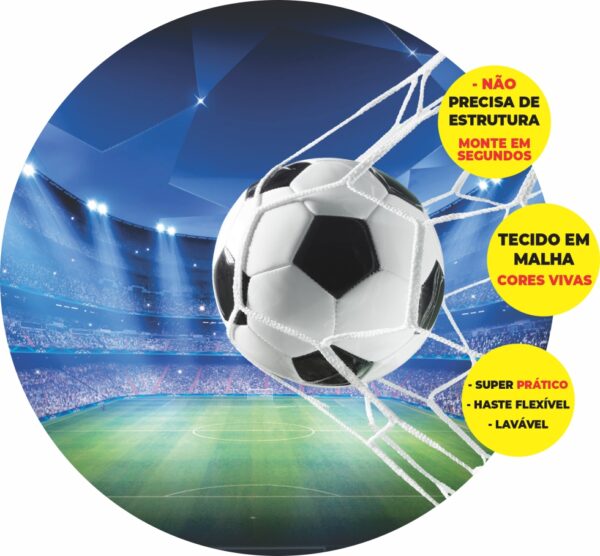 Painel Redondo 3D Futebol Abre Fácil Tecido