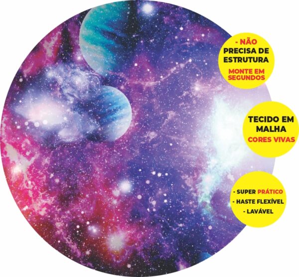 Painel Redondo 3D Galaxia Abre Fácil Tecido