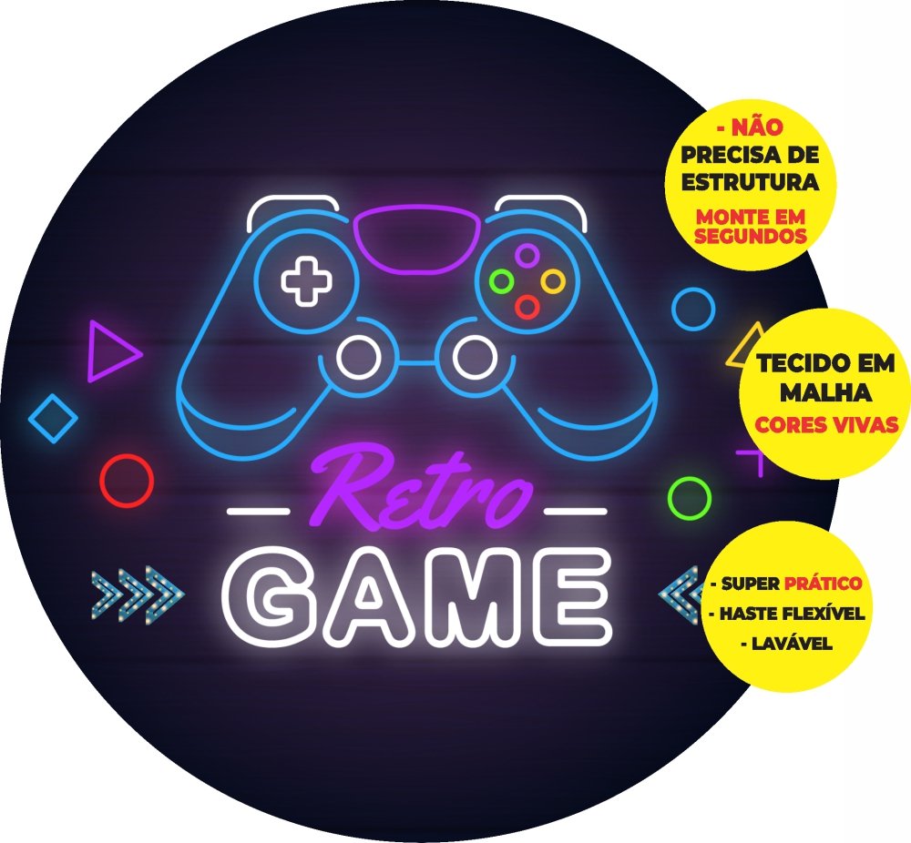 Painel Redondo 3D Game Abre Fácil Tecido