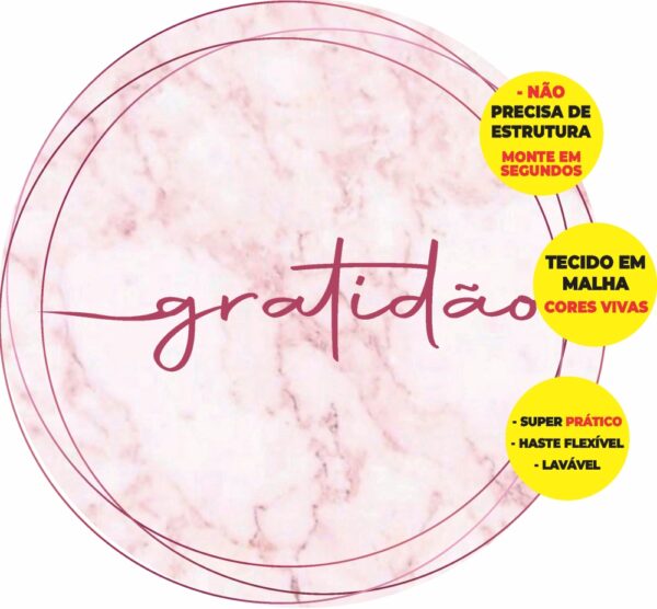 Painel Redondo 3D Gratidão Abre Fácil Tecido