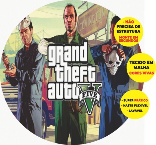 Painel Redondo 3D Gta Abre Fácil Tecido