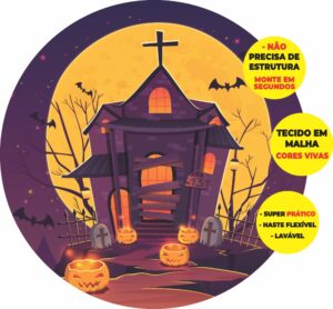 Painel Redondo 3D Halloween Abre Fácil Tecido