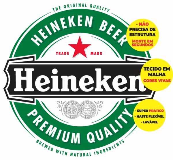 Painel Redondo 3D Heineken Abre Fácil Tecido