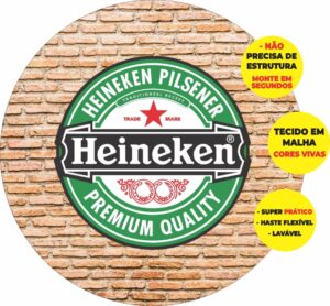 Painel Redondo 3D Heineken Abre Fácil Tecido