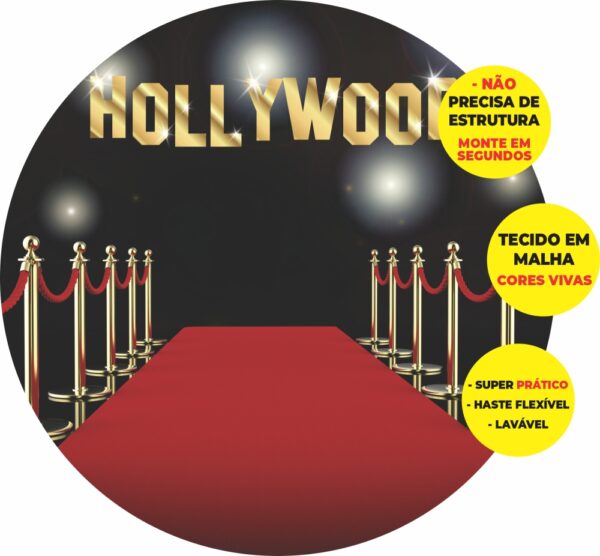 Painel Redondo 3D Hollywood Abre Fácil Tecido
