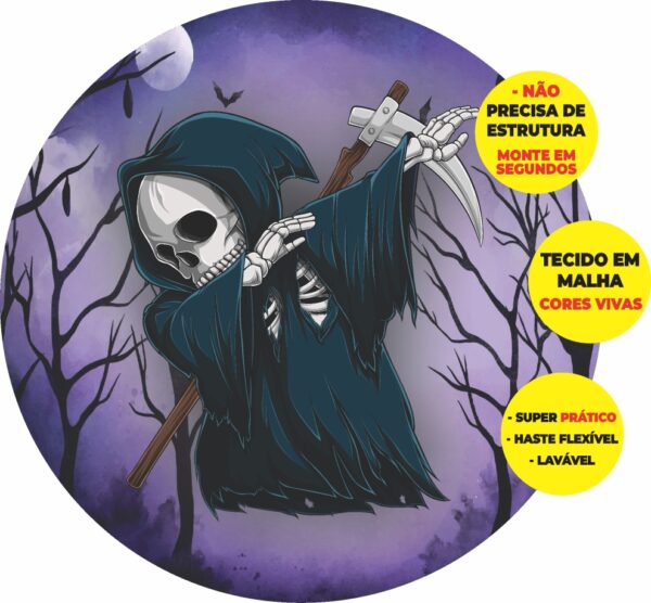 Painel Redondo 3D Halloween Abre Fácil Tecido