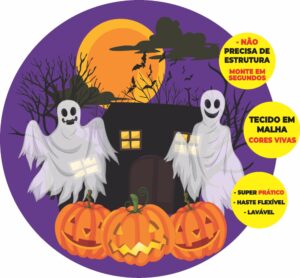 Painel Redondo 3D Halloween Abre Fácil Tecido
