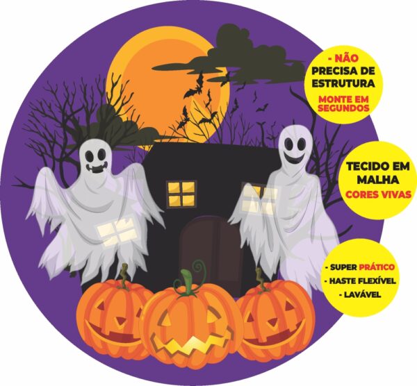 Painel Redondo 3D Halloween Abre Fácil Tecido