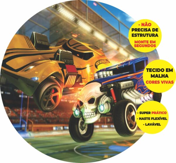 Painel Redondo 3D Hot Wheels Abre Fácil Tecido