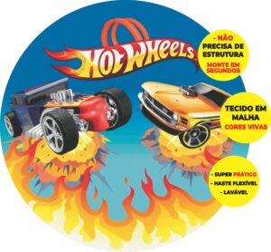 Painel Redondo 3D Hot Wheels Abre Fácil Tecido