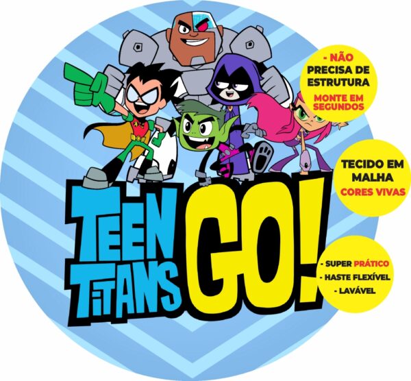 Painel Redondo 3D Jovens Titans Abre Fácil Tecido