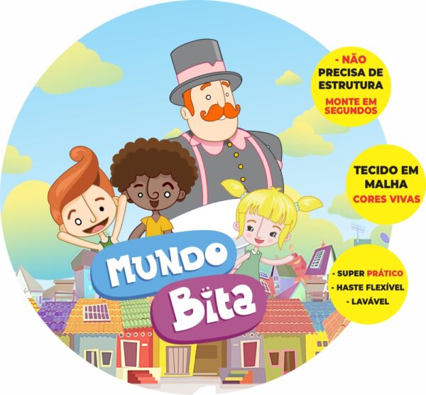 Painel Redondo 3D Mundo Bita Safari Abre Fácil Tecido