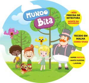Painel Redondo 3D Mundo Bita Abre Fácil Tecido