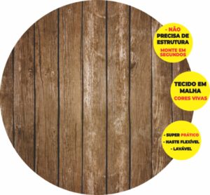 Painel Redondo 3D Madeira Escura Abre Fácil Tecido