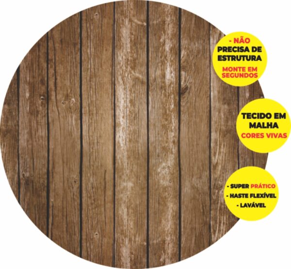 Painel Redondo 3D Madeira Escura Abre Fácil Tecido