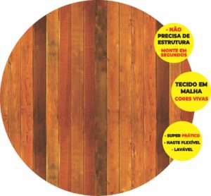 Painel Redondo 3D Madeira Escura Abre Fácil Tecido