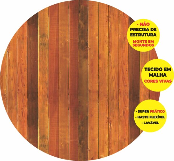 Painel Redondo 3D Madeira Escura Abre Fácil Tecido