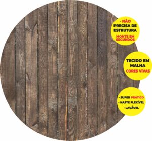 Painel Redondo 3D Madeira Escura Abre Fácil Tecido