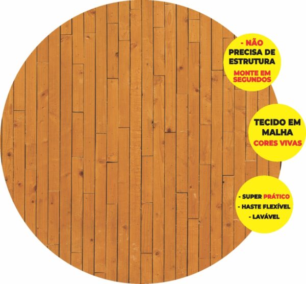 Painel Redondo 3D Madeira Escura Abre Fácil Tecido