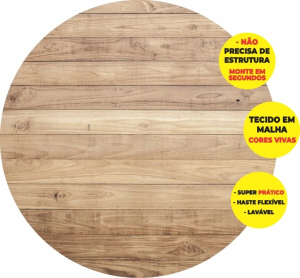 Painel Redondo 3D Madeira Escura Abre Fácil Tecido