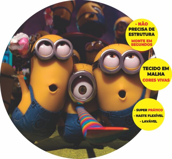 Painel Redondo 3D Minions Abre Fácil Tecido