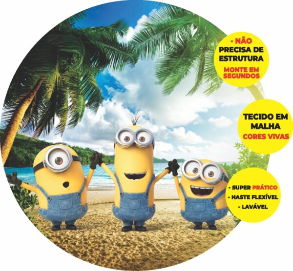 Painel Redondo 3D Minions Abre Fácil Tecido