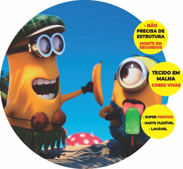 Painel Redondo 3D Minions Abre Fácil Tecido